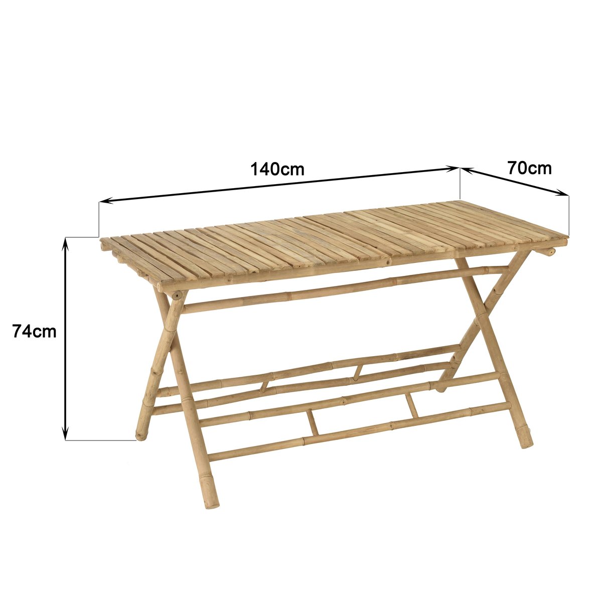 Table à manger pliante en bambou 140x70cm CALVIA bois naturel, PIER IMPORT