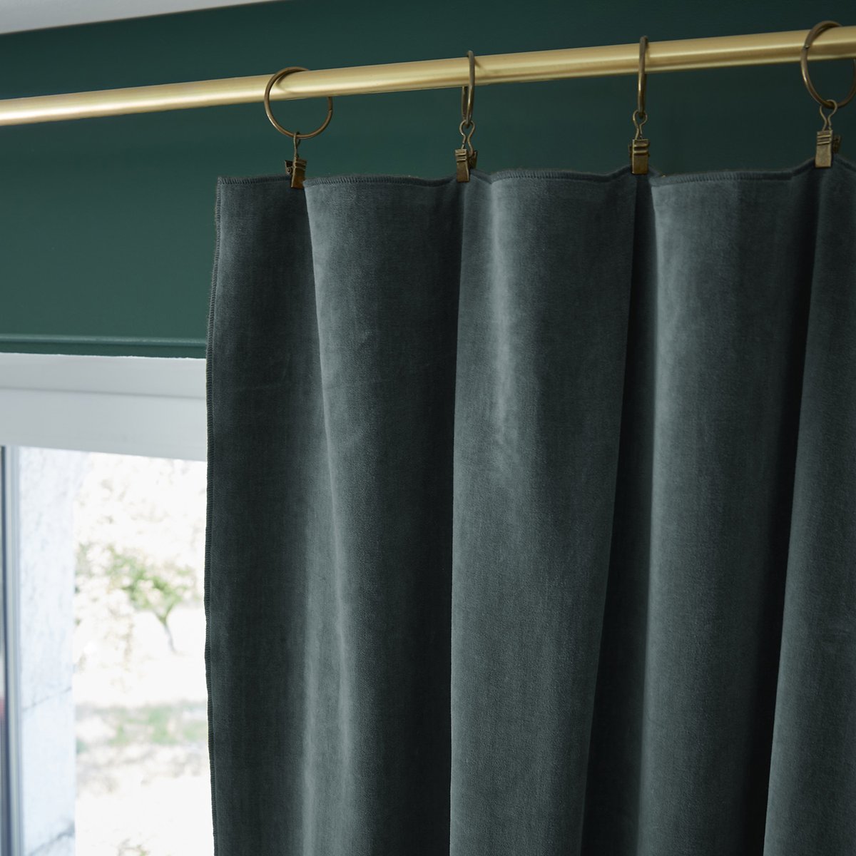 Rideau ajustable 100% velours de coton ardoise, EDEN