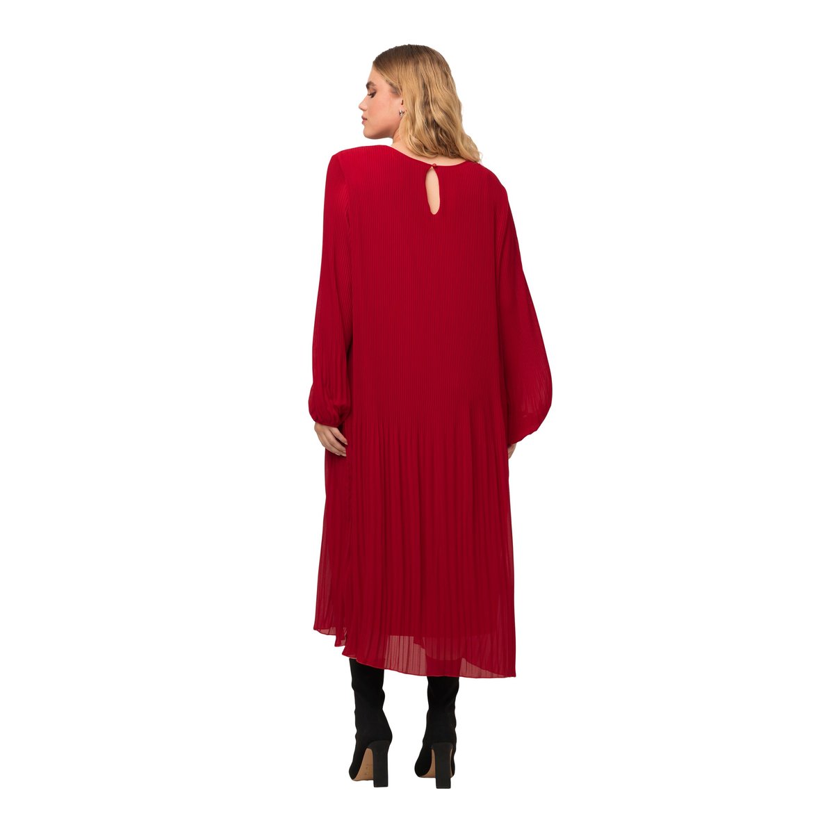 Robe midi plissée, silhouette en A rouge, ULLA POPKEN