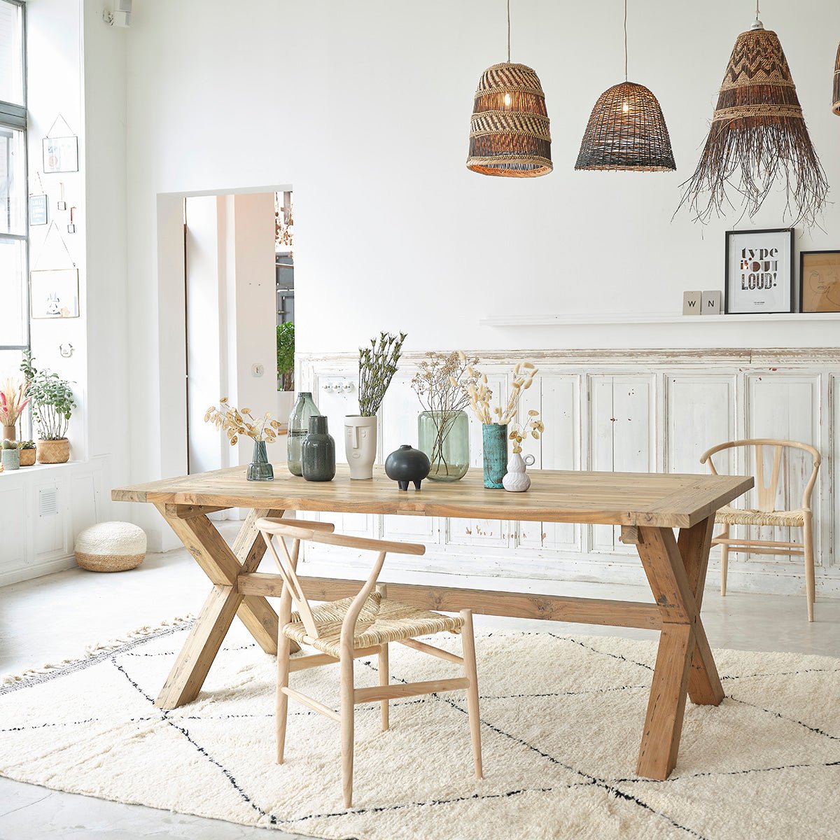 Chaise en bois massif et assise tissée CAMILLE naturel, BERAH GETAH