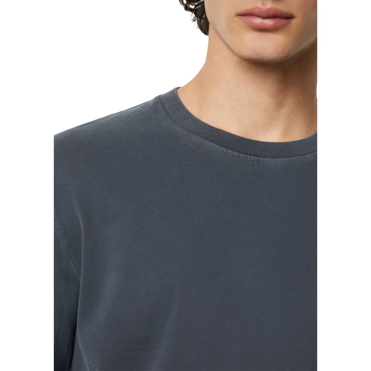 T-shirt à manches longues classique en coton biologique bleu, MARC O'POLO