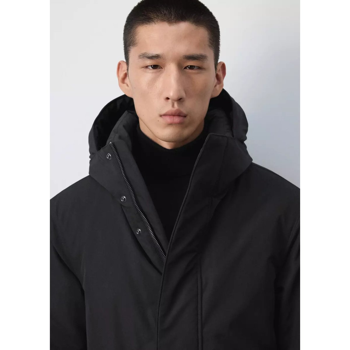 PARKA MÉLANGE COTON DÉPERLANT noir, MANGO MAN