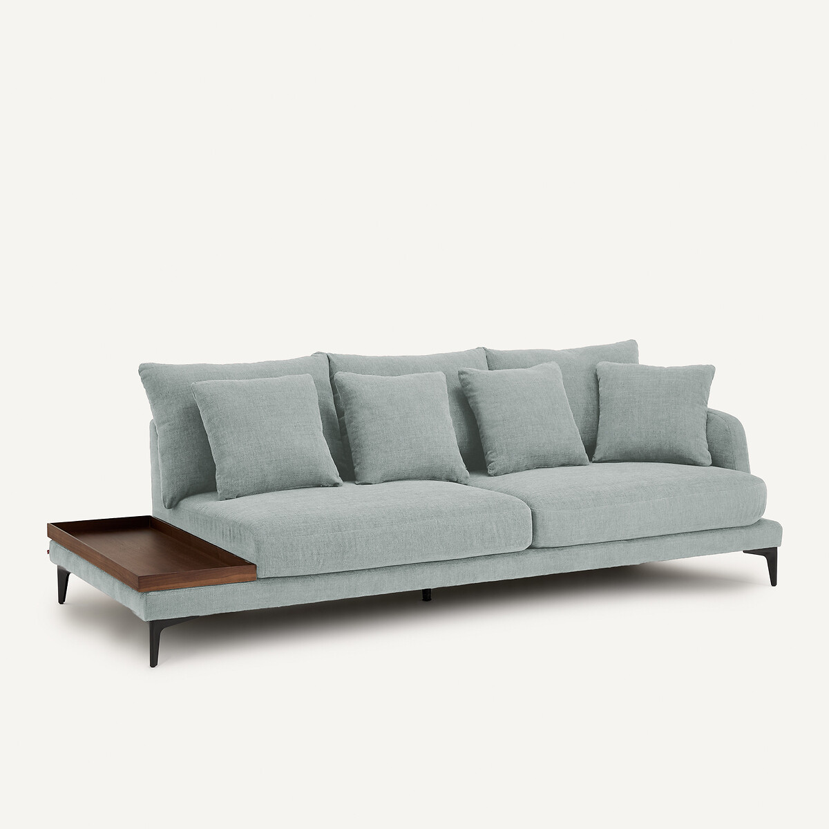 Demi-canapé avec plateau, en polyester natté, MODERNISTE aquamarine, EMMANUEL GALLINA X AM.PM