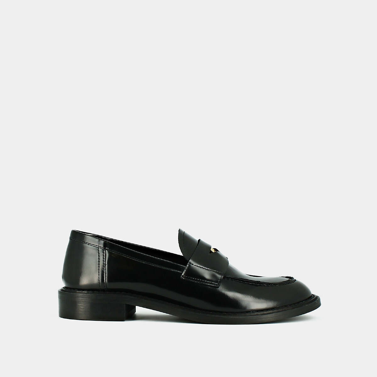 Mocassins cuir glacé Dash, détail argenté noir, JONAK