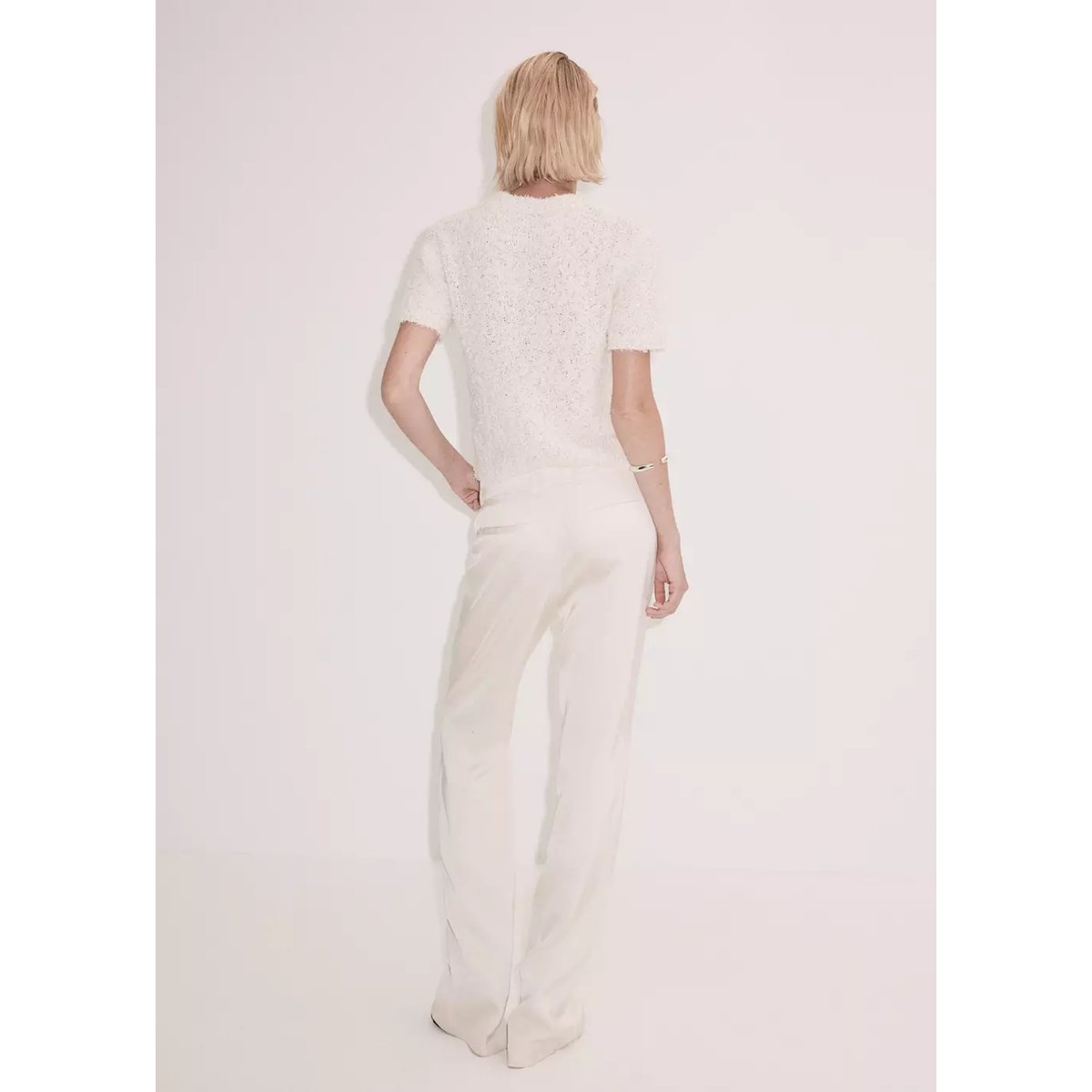 Pull-over manches courtes écru, MANGO