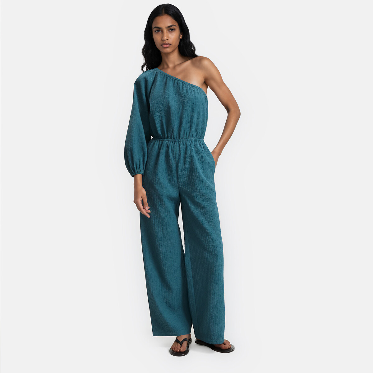 Combinaison pantalon asymétrique vert emeraude, LA REDOUTE COLLECTIONS