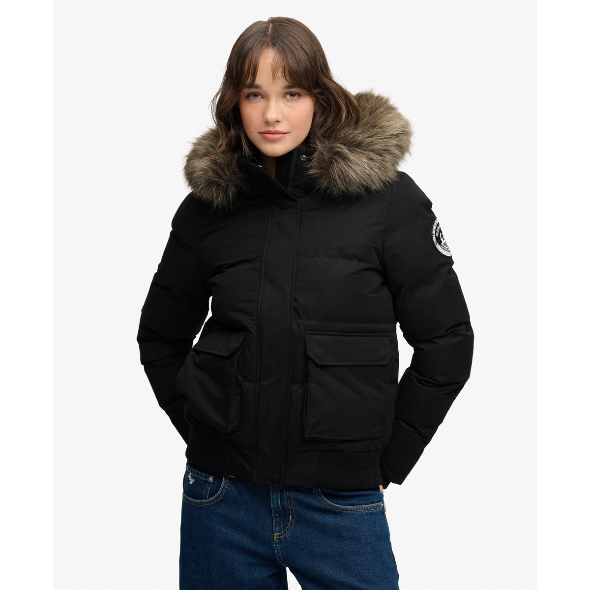 Blouson Bomber Everest Ella noir, SUPERDRY