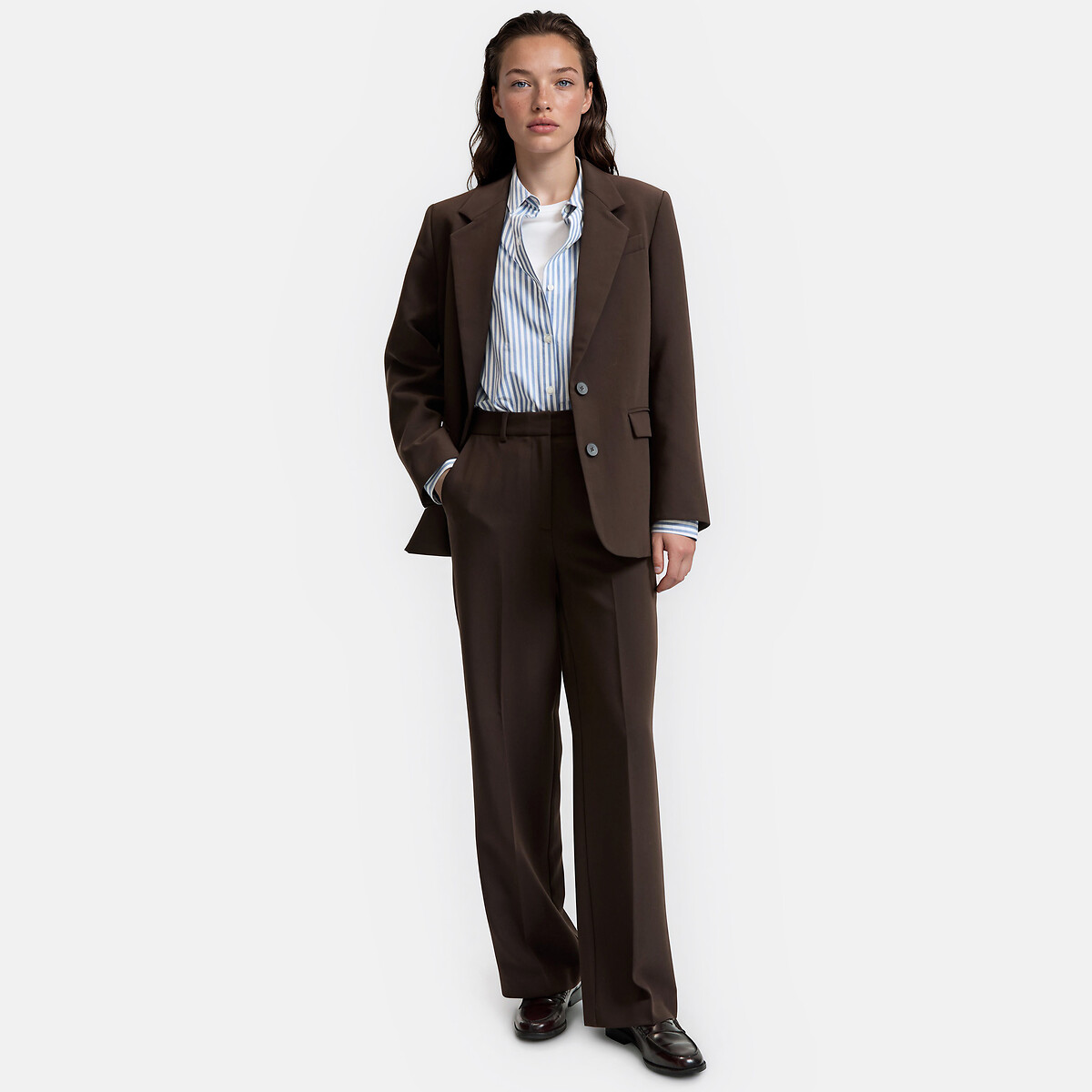 Chaqueta americana de corte recto y botonadura sencilla chocolate, LA REDOUTE COLLECTIONS