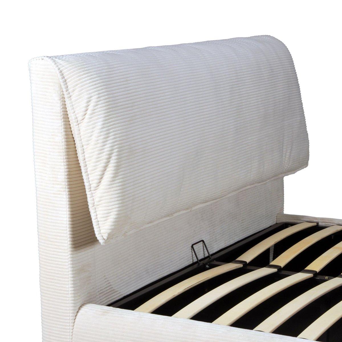 Lit coffre velours côtelé beige, TERRE DE NUIT
