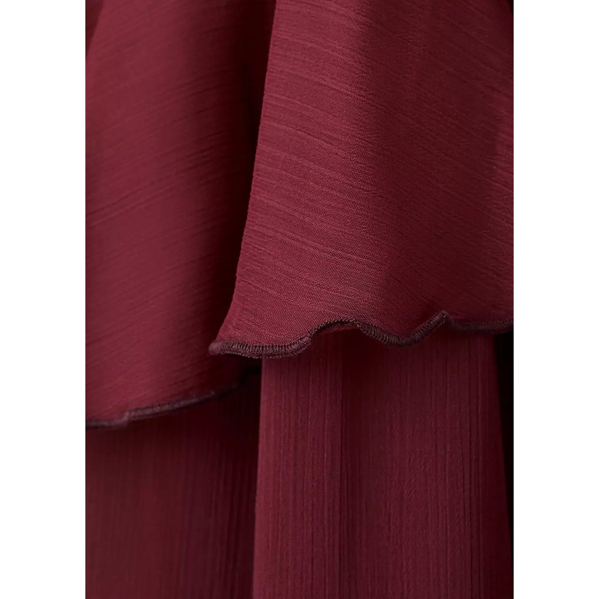 Robe longue à volants bordeaux, MANGO