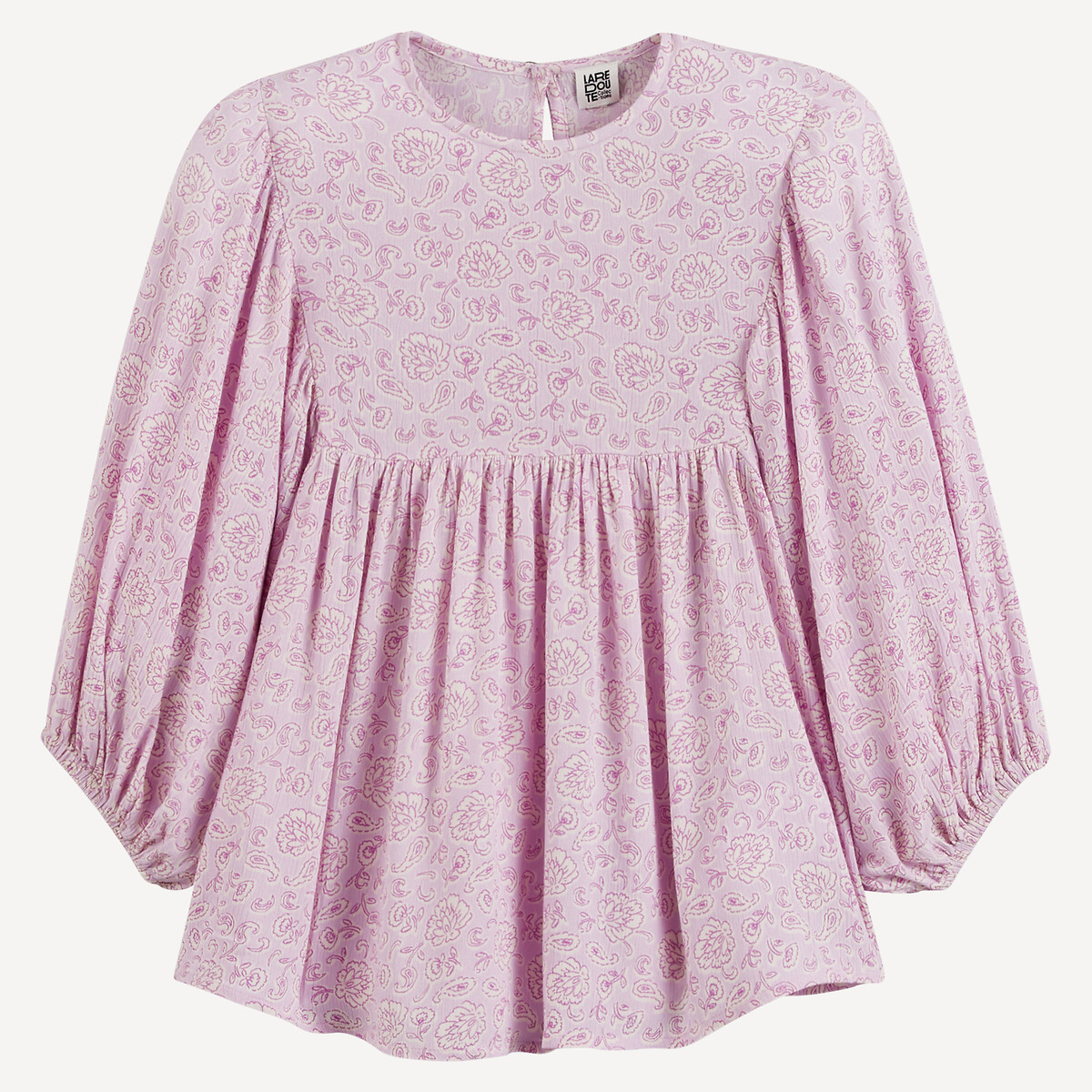 Printed Short Sleeve Blouse mauve print, LA REDOUTE COLLECTIONS