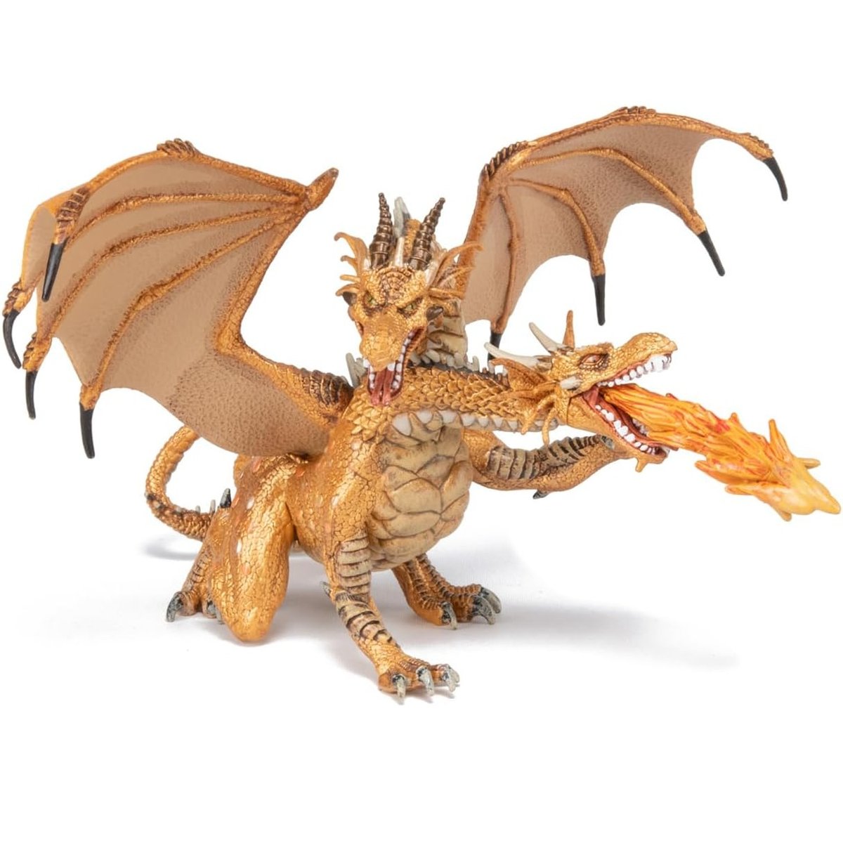 Figurine Dragon à deux têtes or marron, PAPO