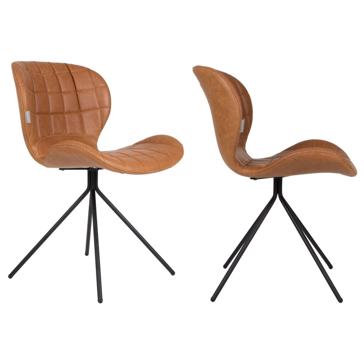 Lot de 2 chaises design en simili cuir - OMG marron, ZUIVER