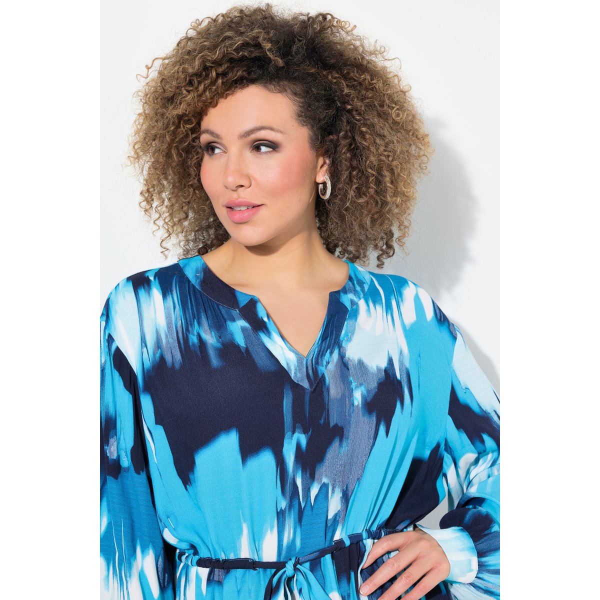Robe maxi oversize en crêpe aigue-marine, ULLA POPKEN