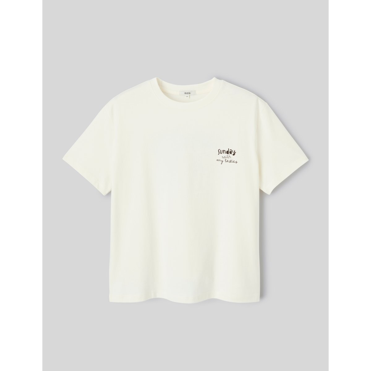 T-shirt imprimé devant/dos blanc écru, BZB