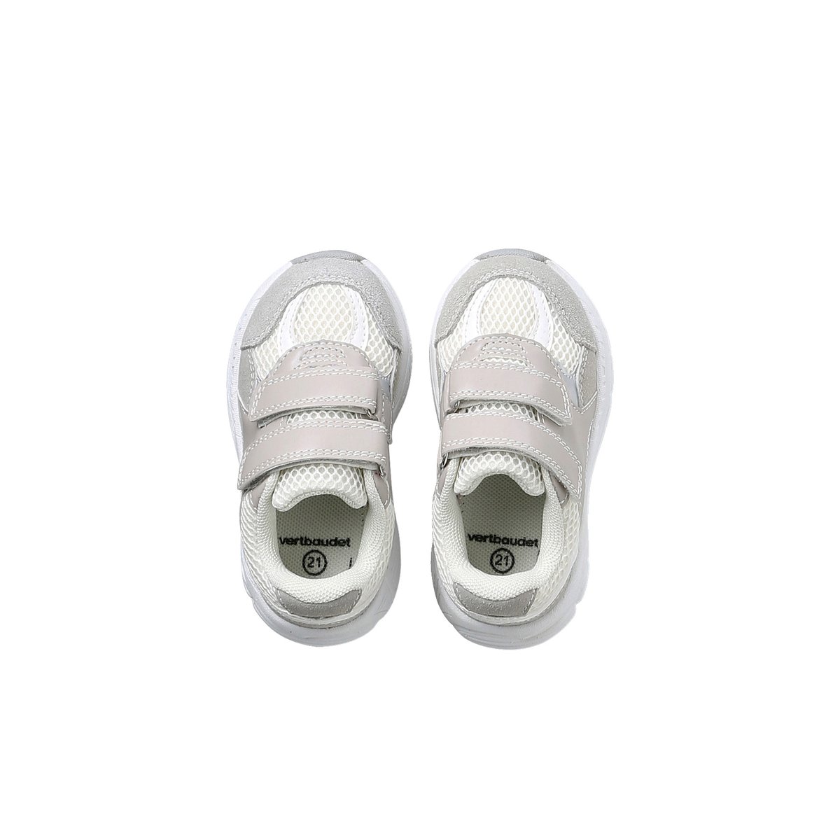 Chaussures premiers pas à scratch gris, VERTBAUDET