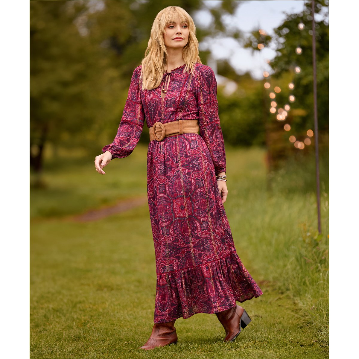 Magnifique Robe Longue Bobo à Manches Longues violet, JOE BROWNS