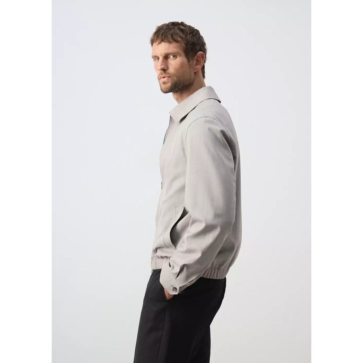 Veste bomber en laine mélangée gris clair/pastel, MANGO MAN