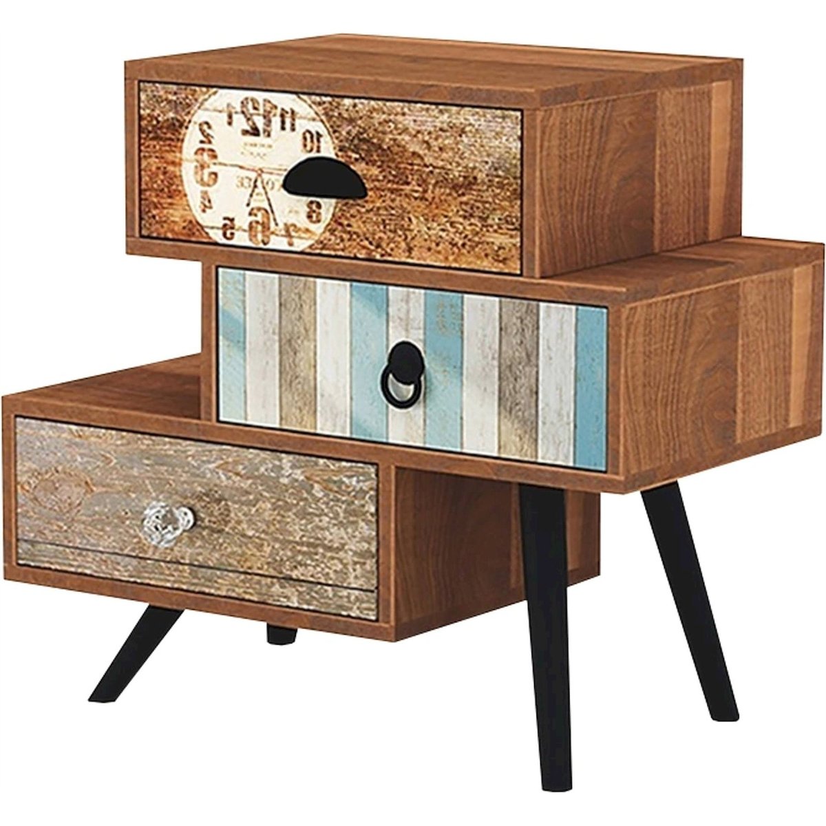 Table de chevet PATCHWORK métal vintage multicolore, RECOLLECTION