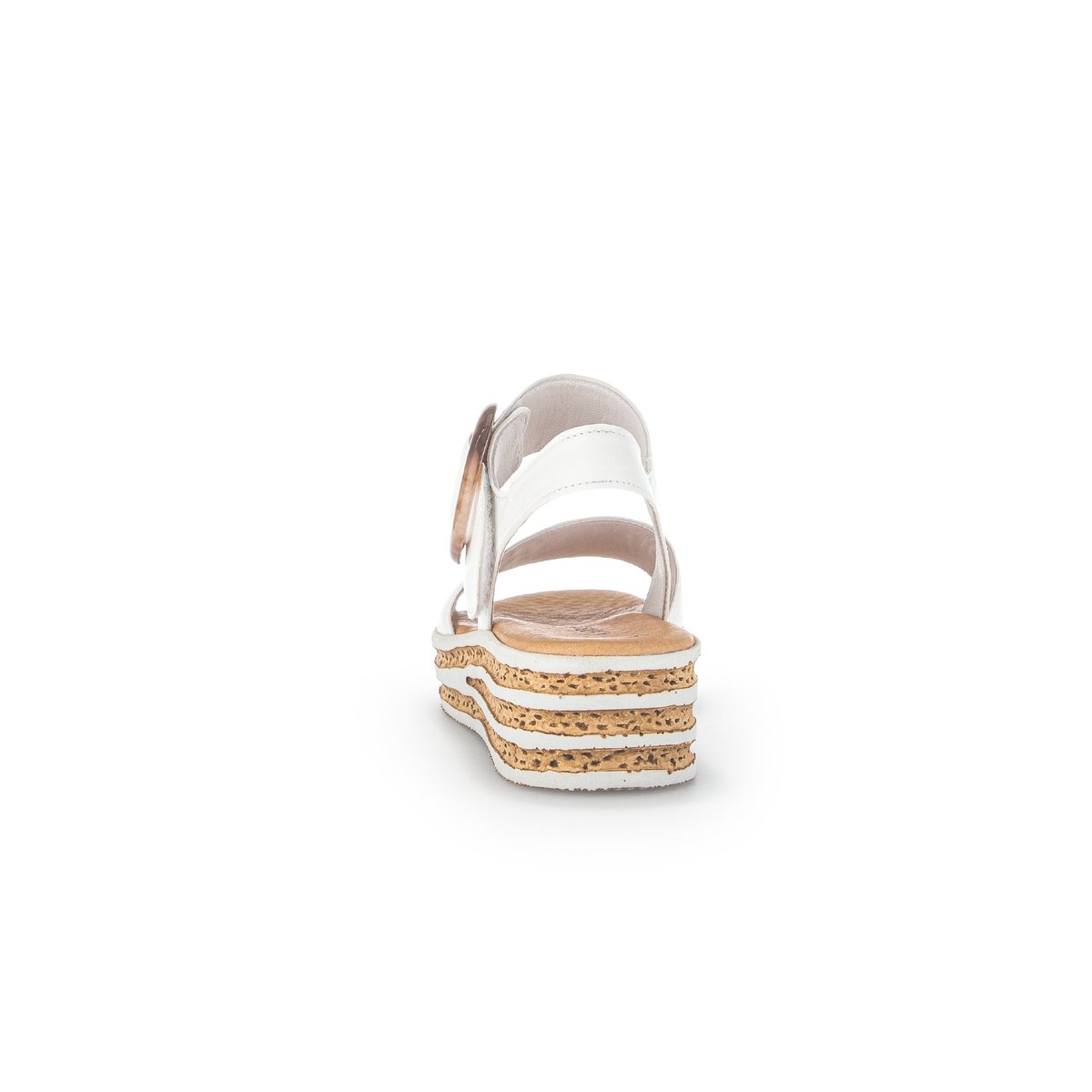 Sandales en cuir à talon compensé ecru, GABOR