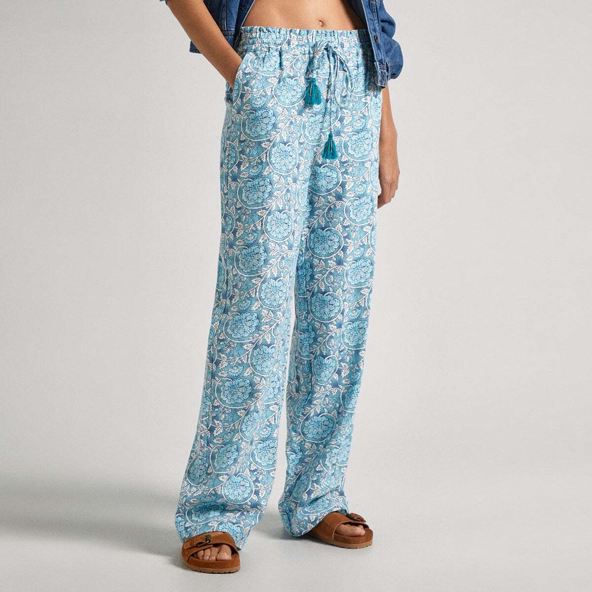 Pantalon Palazzo À Imprimé Floral bleu vague, PEPE JEANS