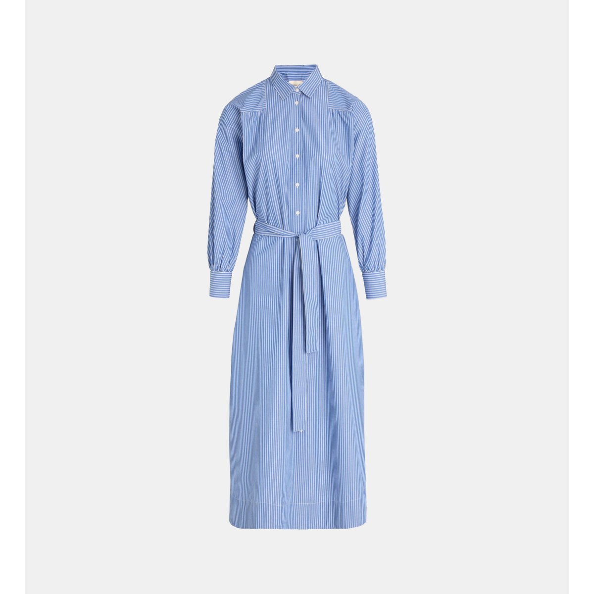 Robe chemise nico longue en coton bio rayée bleu, JODHPUR