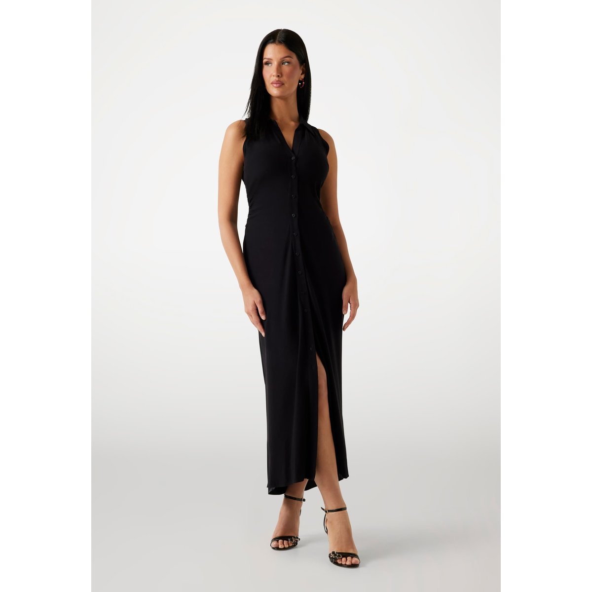 Robe Longue Boutonnée noir, GUESS