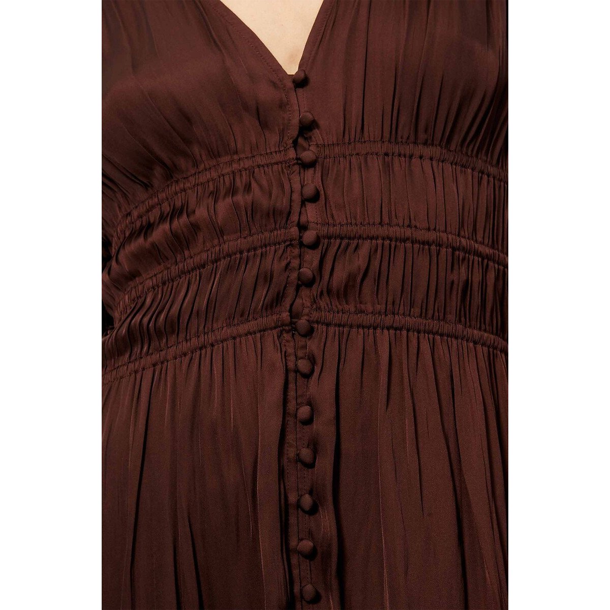 Robe longue sans manches en satin à col V, PREZIANNI moka, SESSUN