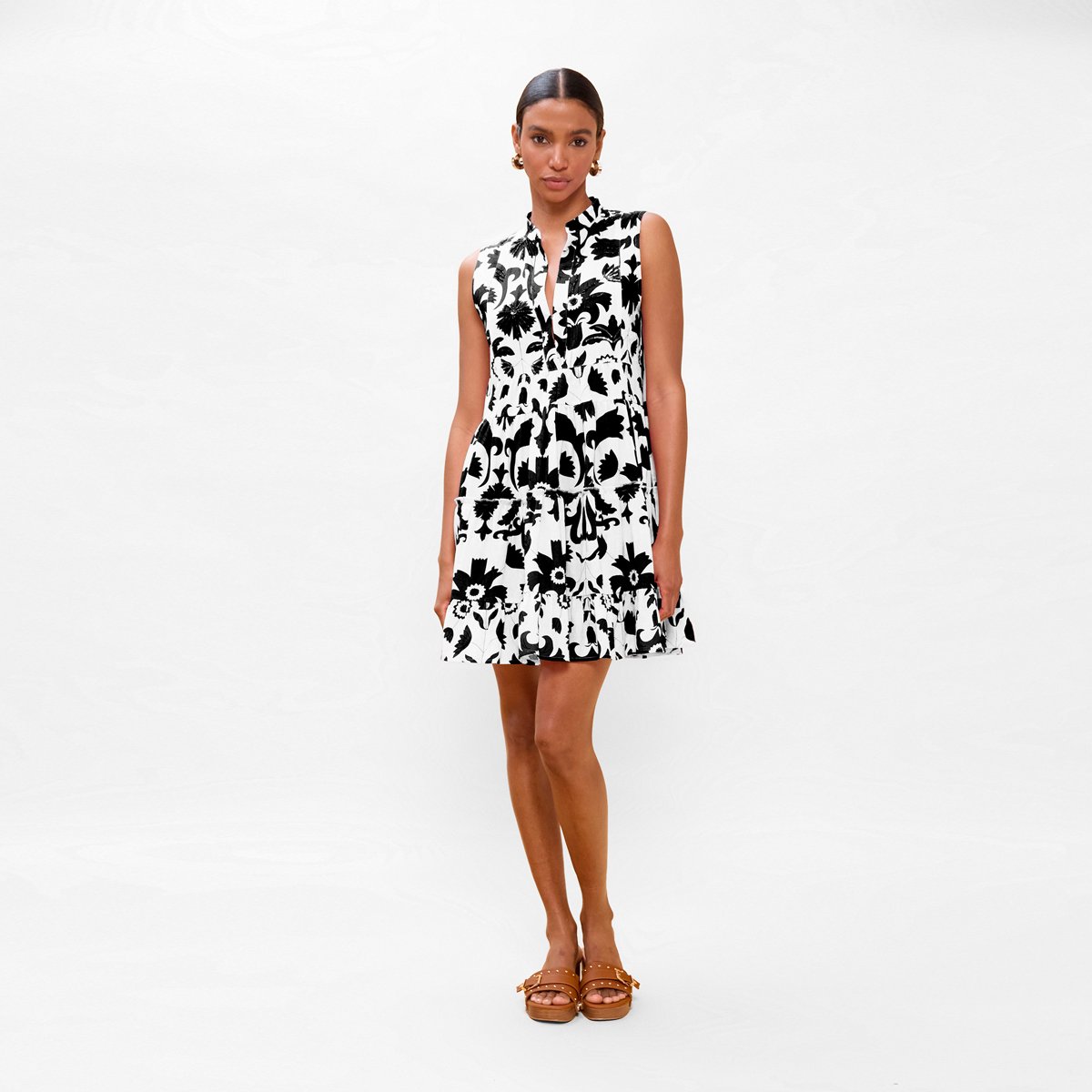 Robe courte sans manches à imprimé floral blanc, LOLA CASADEMUNT
