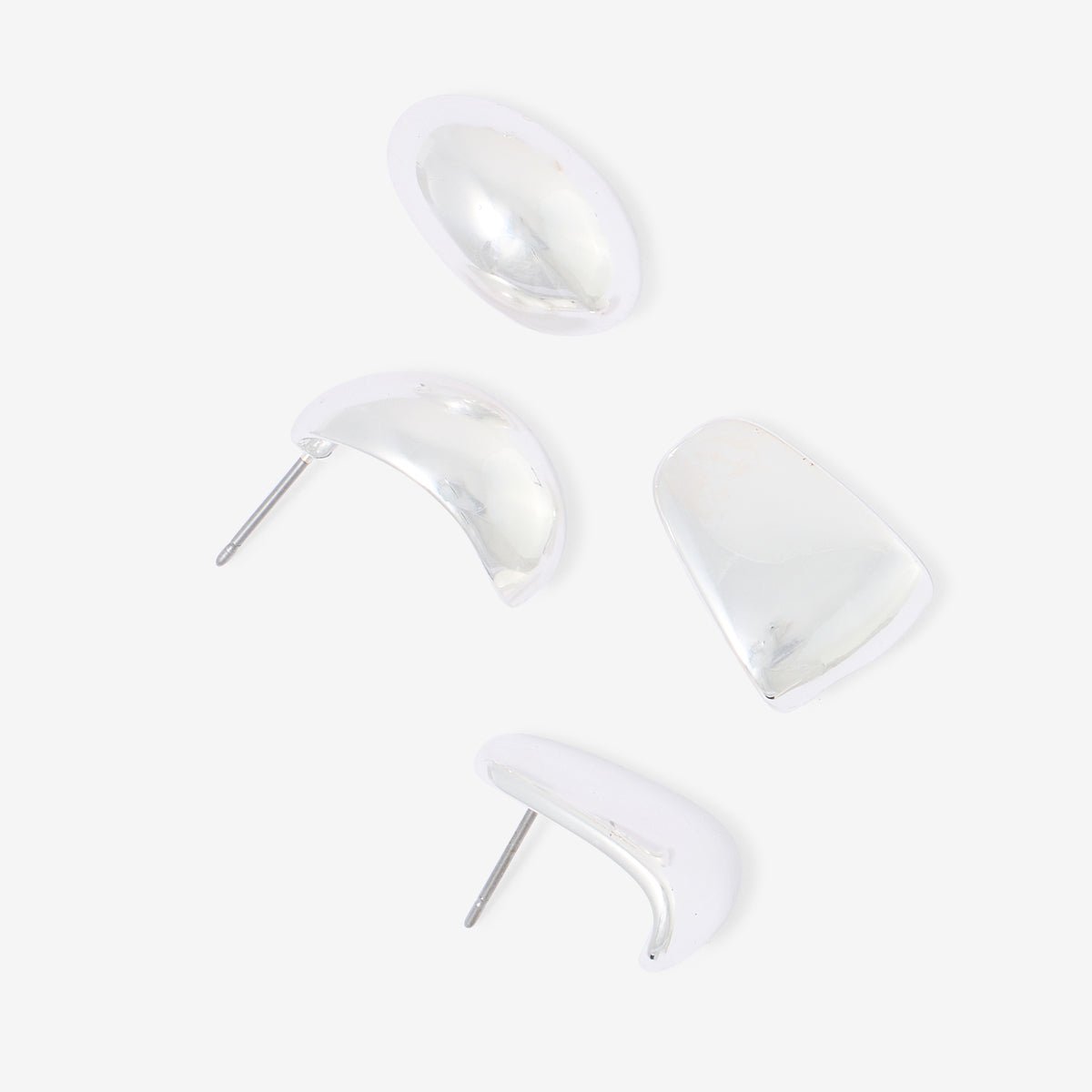 Set de 2 boucles d'oreilles en métal argenté argenté, BALABOOSTE