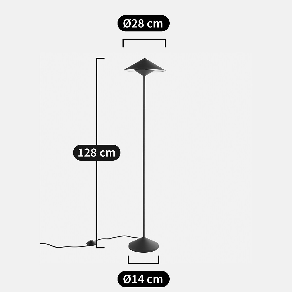 Lampadaire métal fer, H128 cm, Coney noir, LA REDOUTE INTERIEURS