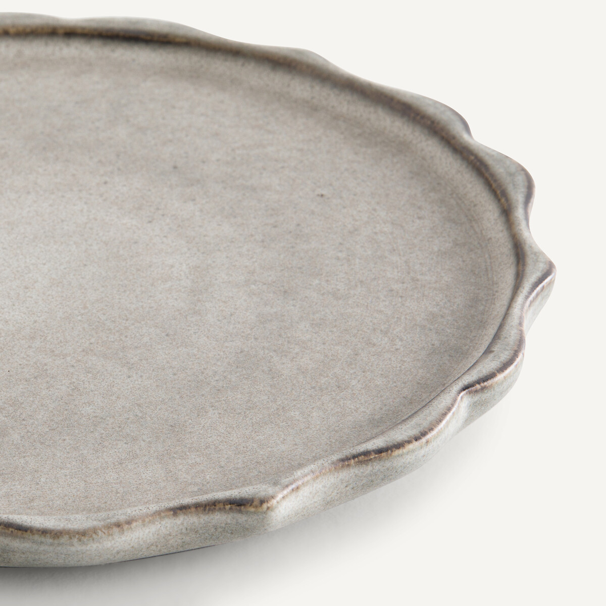 Set of 4 Arigato Enamelled Stoneware Dessert Plates grey white , AM.PM