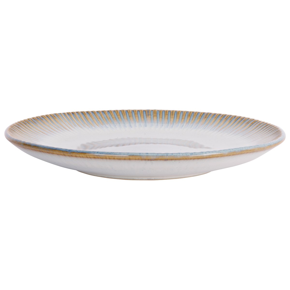 Lot de 6 assiettes à desserts en grès, LISTRA bleu-beige, COSY&TRENDY