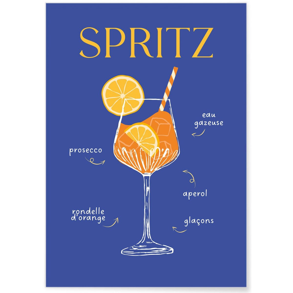 Affiche Cocktail Spritz 2 blanc, L'AFFICHERIE