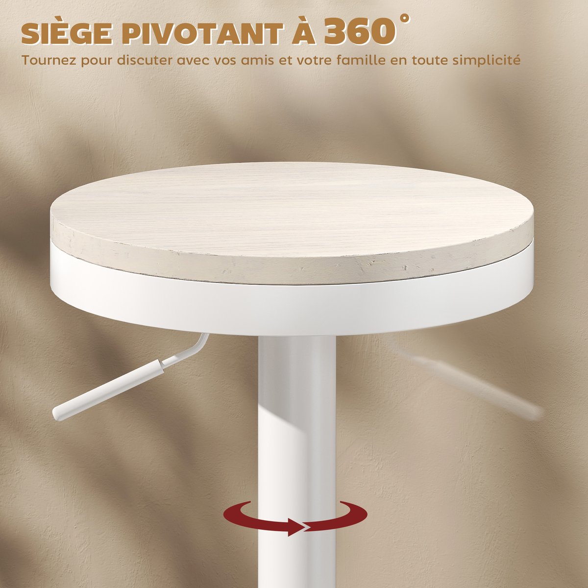 Tabouret de bar Acier Blanc blanc, HOMCOM
