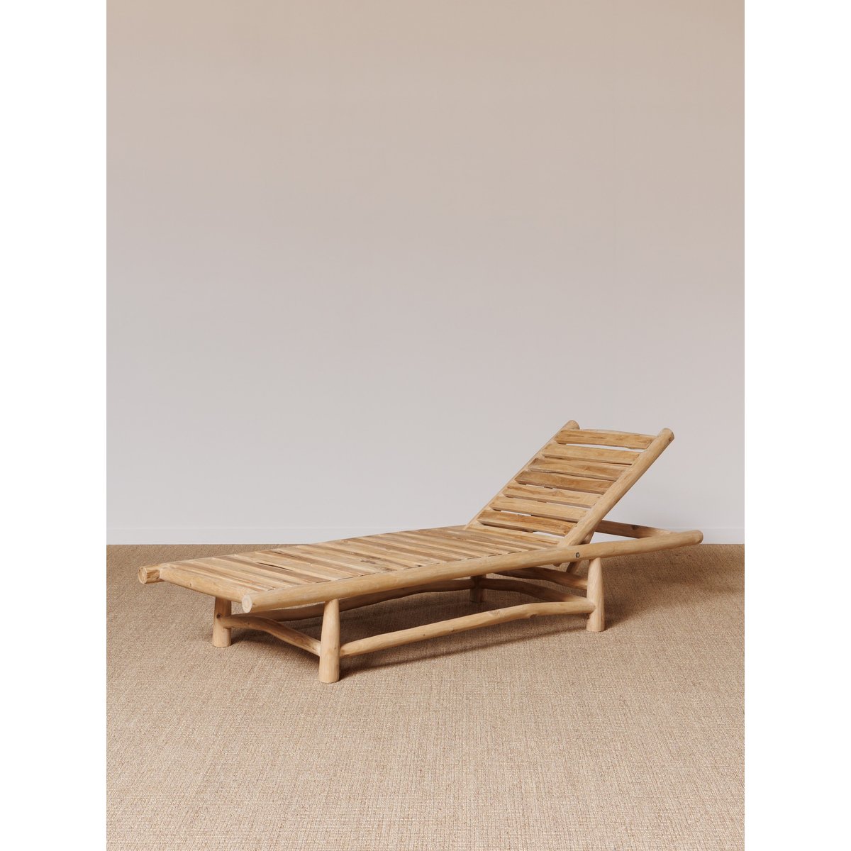 Chaise longue en teck BORA-BORA bois clair, CHEHOMA