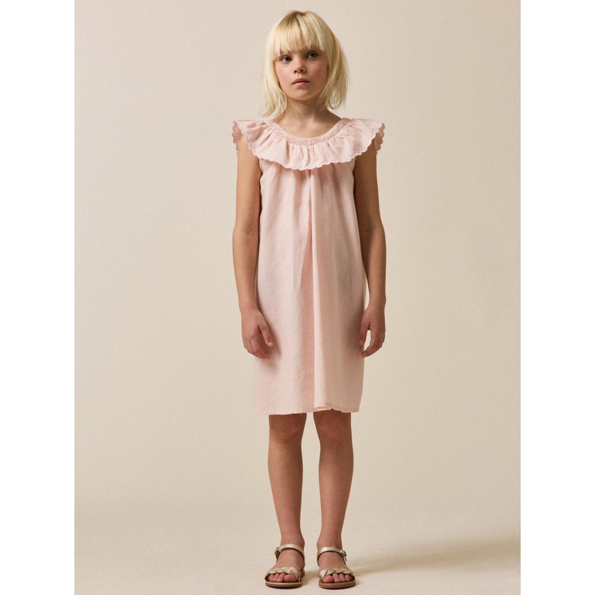 Robe  Clotilde lin et coton - Collection Fêtes et Mariages rose, CYRILLUS