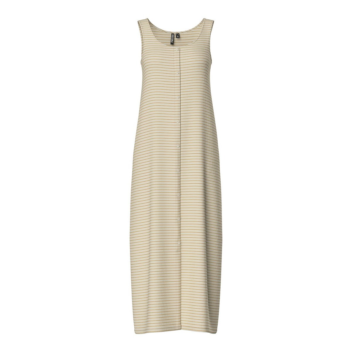 Robe longue à rayures, boutonnée  ecru rayé, PIECES