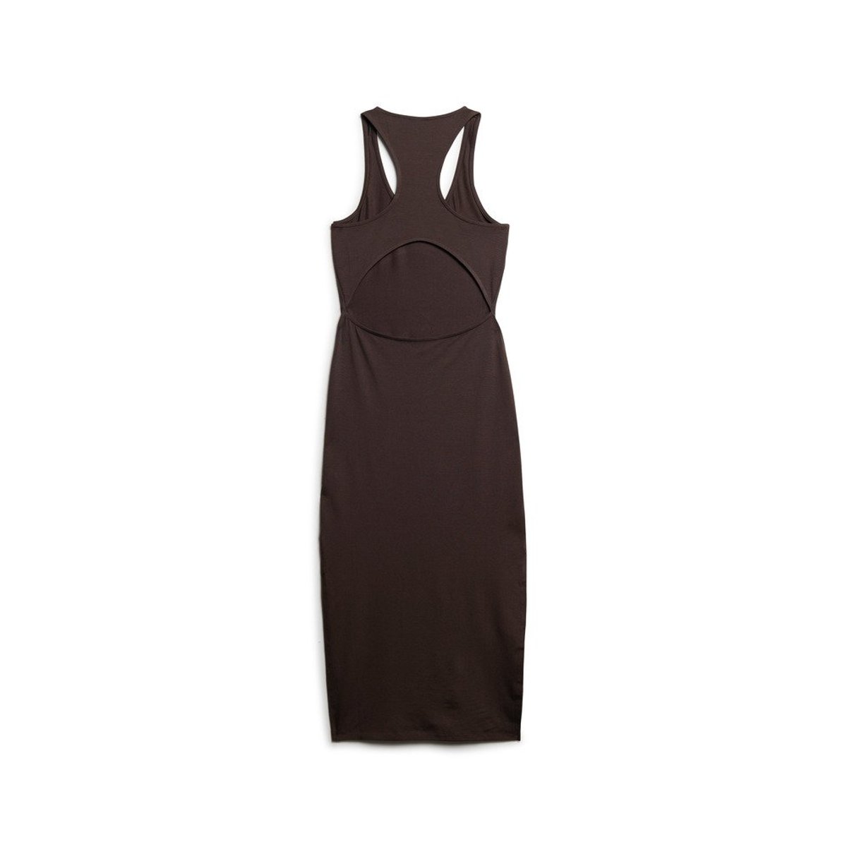 Robe mi-longue en jersey à encolure dégagée chêne marron foncé, SUPERDRY