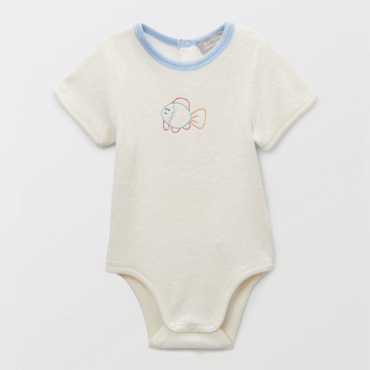 Body manches courtes en éponge en coton BIO GOTS ecru, BOUT'CHOU