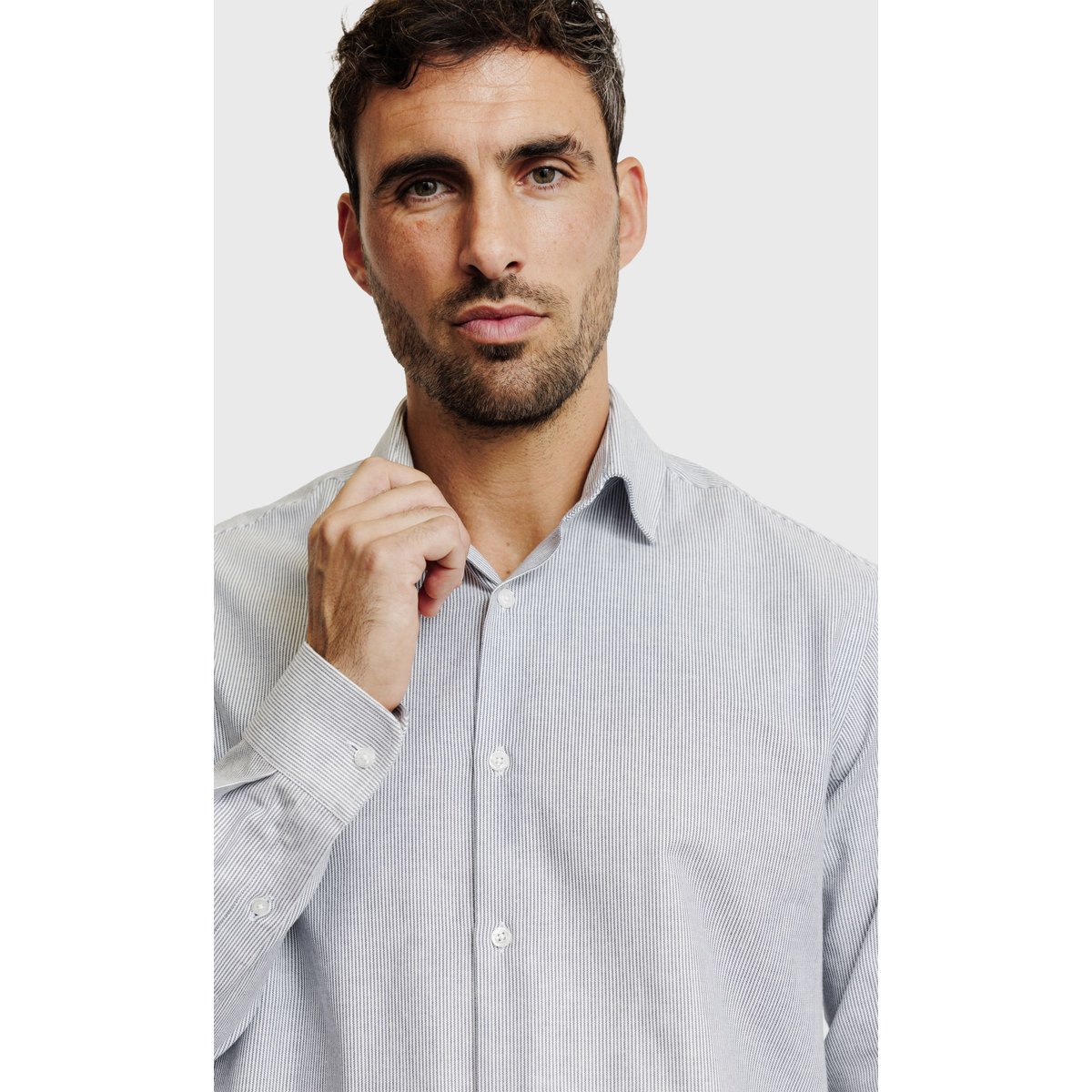 Chemise Regular fit à rayures aspect denim bleu ciel, ACROSS