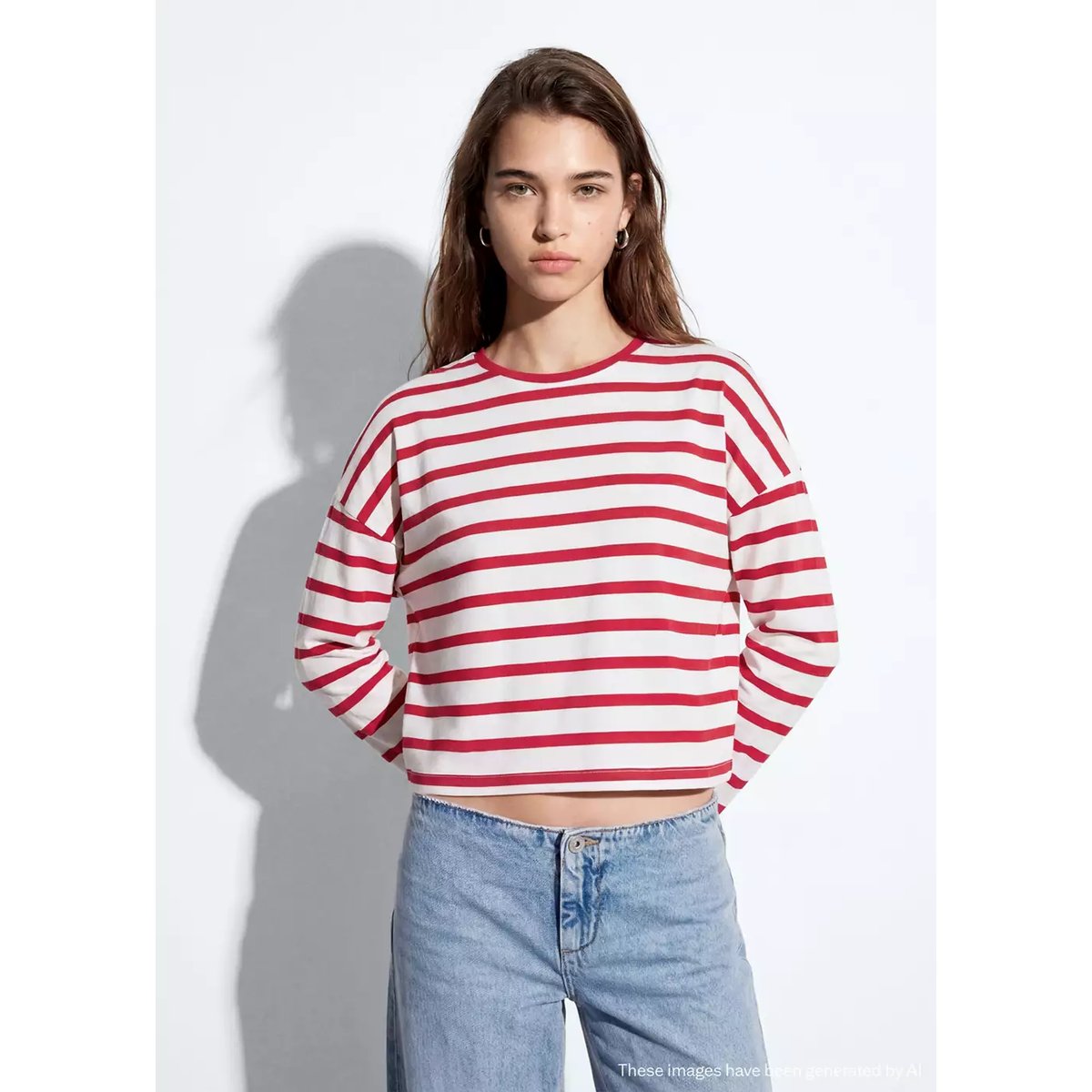 T-shirt 100 % coton rayures rouge, MANGO TEEN