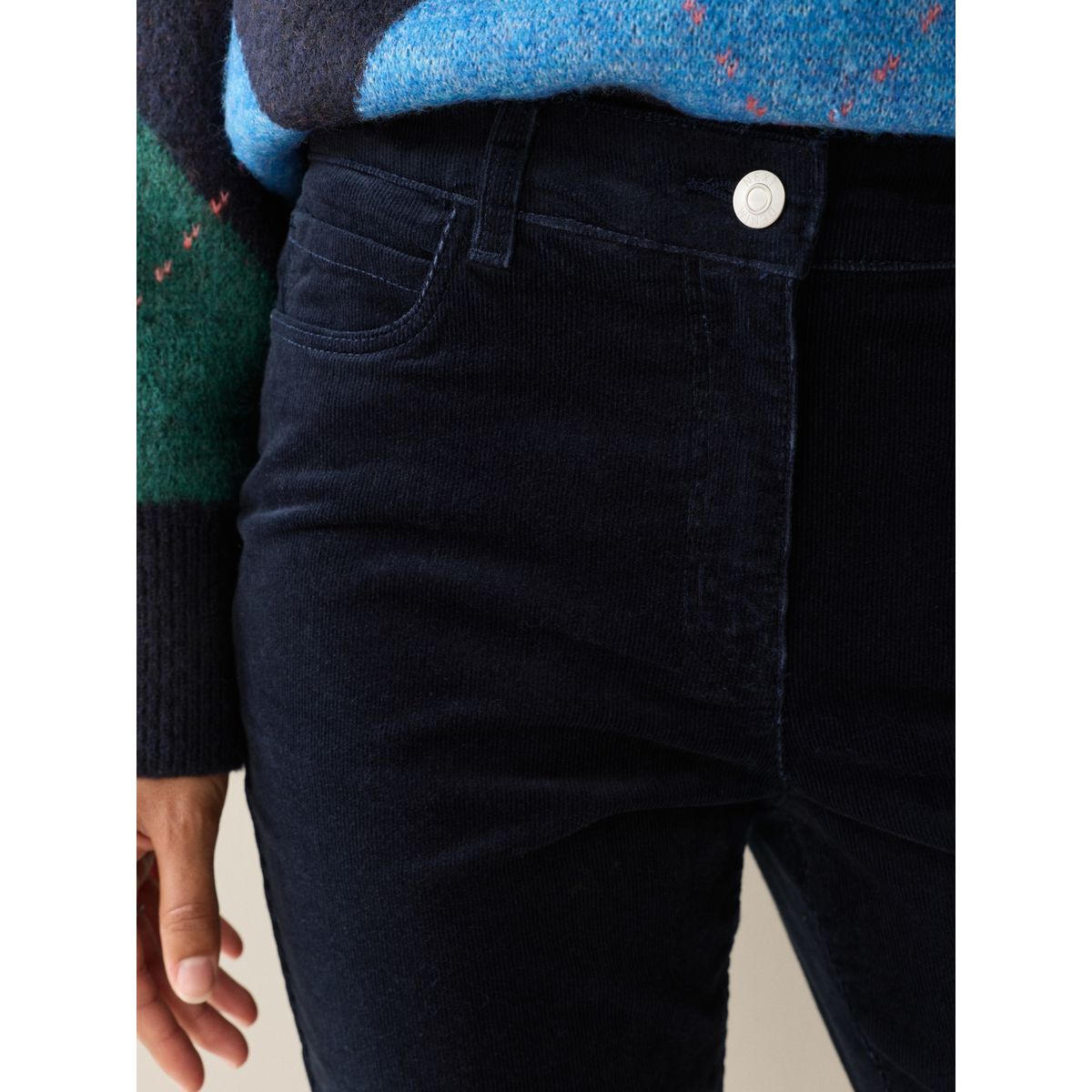 Pantalon skinny en velours côtelé bleu marine, NEXT
