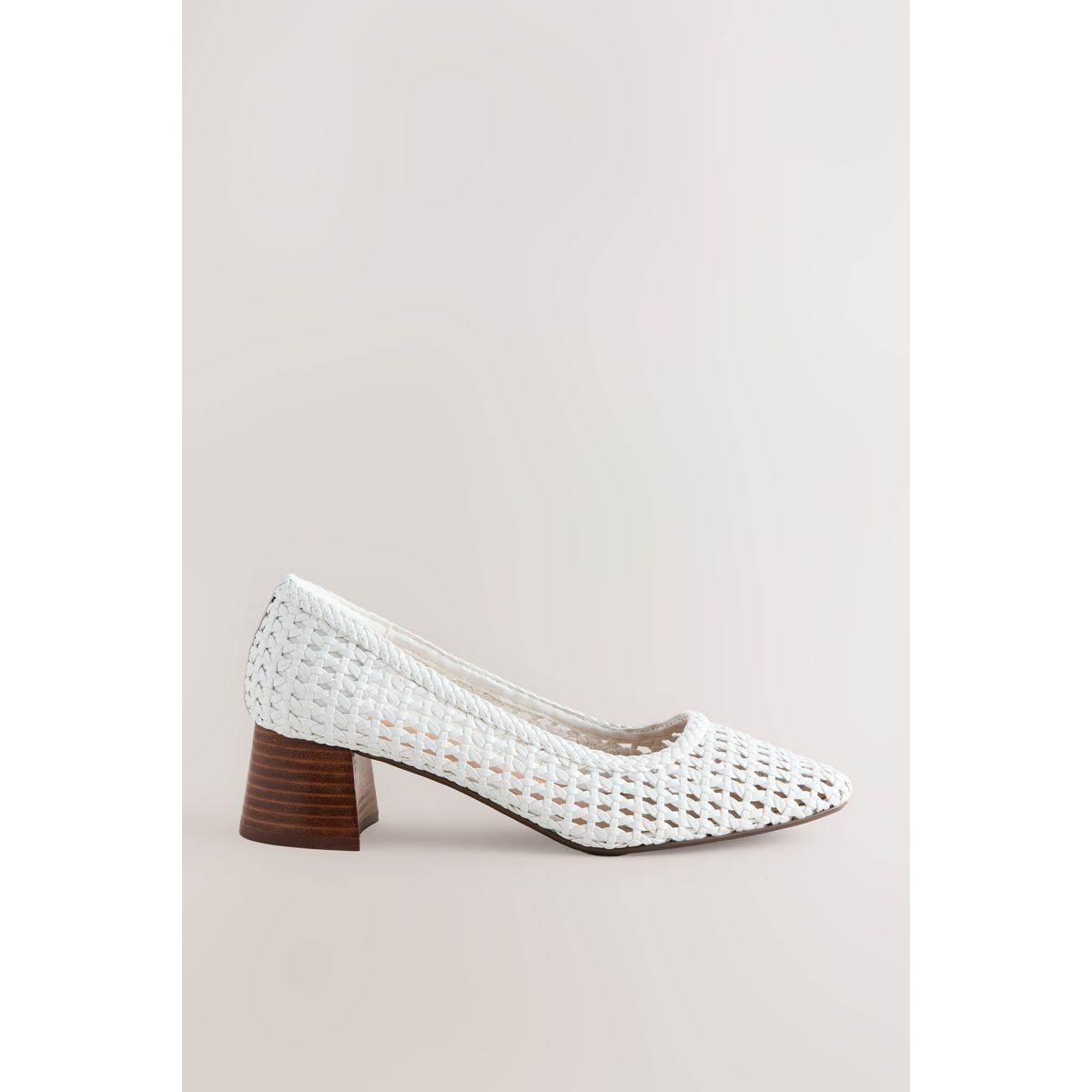 Escarpins tissés en cuir blanc, NEXT