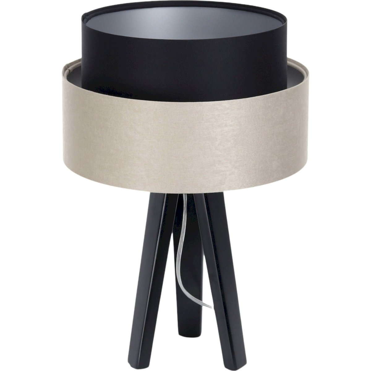 Lampe à poser ronde en métal, DUO ELÉGANT noir satin et beige champagne, BPS KONCEPT