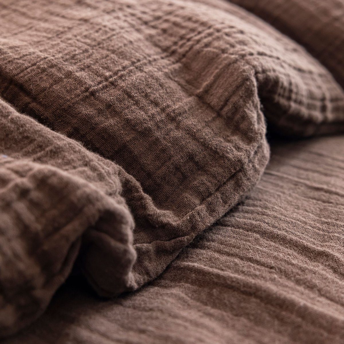 Housse de couette gaze de coton - JUNE marron, TERRE DE NUIT