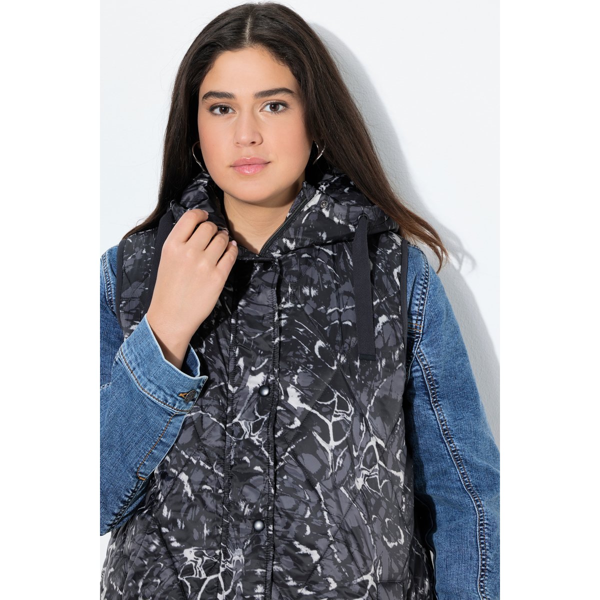Long gilet matelassé déperlant HYPRAR gris graphite, ULLA POPKEN