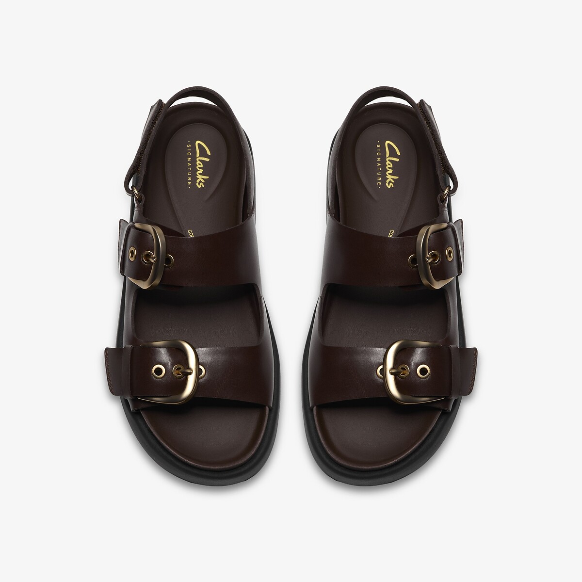 Aristella Bay Leather Sandals dark brown, CLARKS
