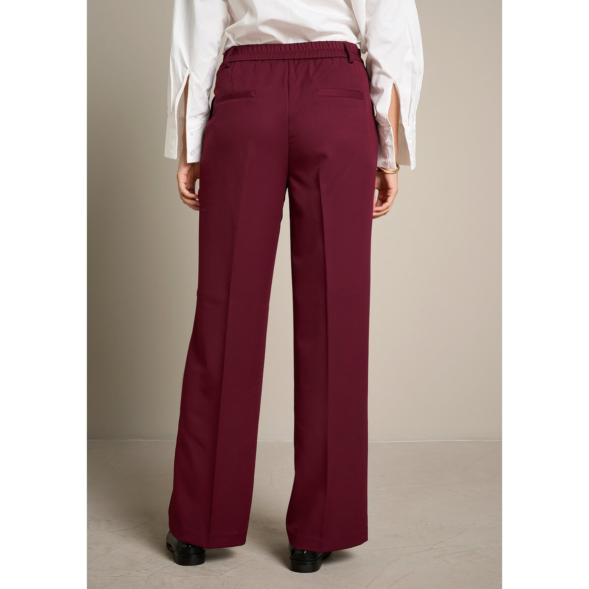 Pantalon large taille haute bordeaux wine, LOLALIZA