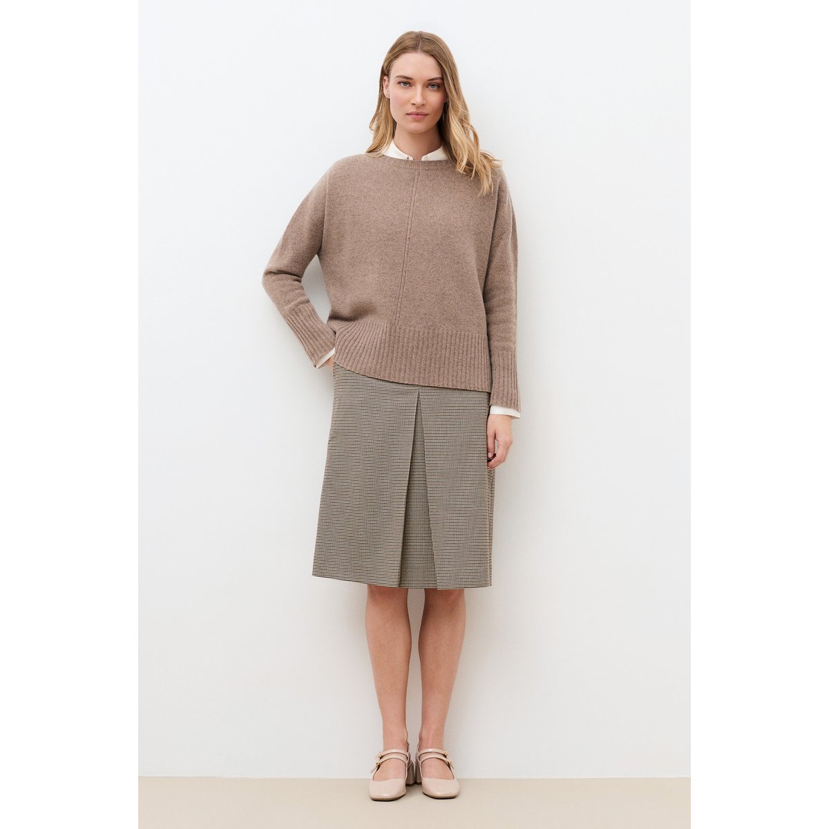 Pull droit col rond MJADE marron, CAROLL
